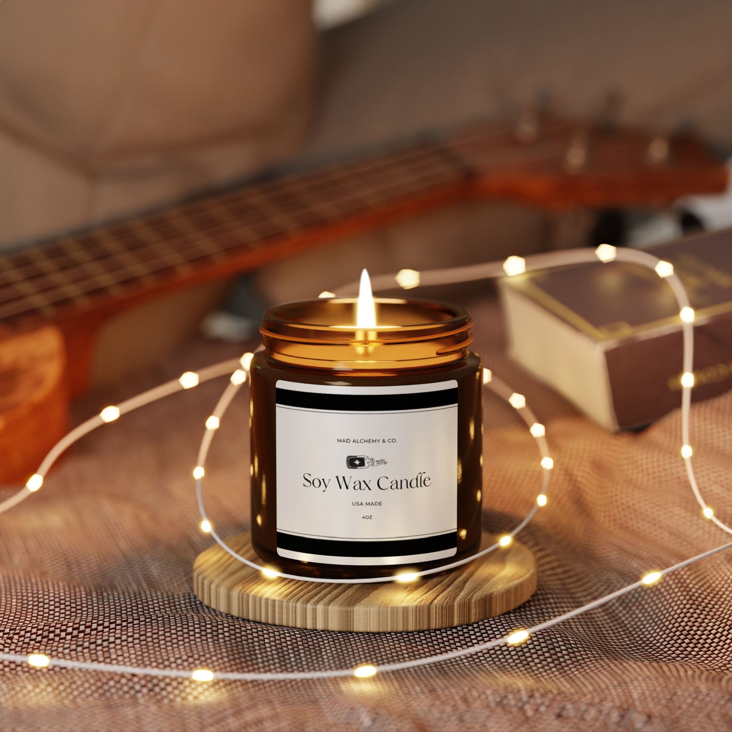 Relaxing Scented Soy Candle - Amber Jar | Eco-Friendly Home Décor