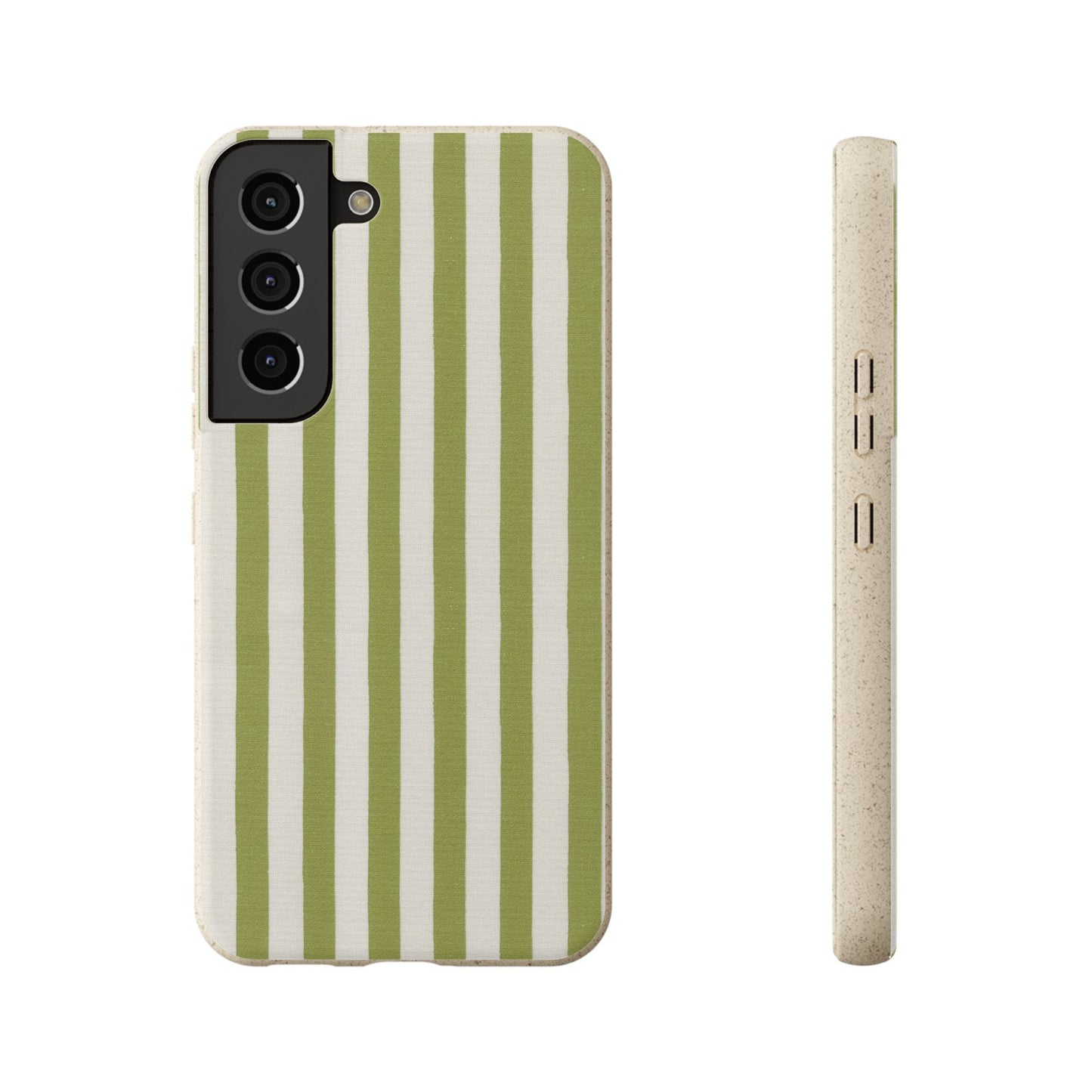 Eco-Friendly Phone Case, Biodegradable Cover, Sustainable Tech Accessory, Green Striped Design, Gift for Nature Lovers