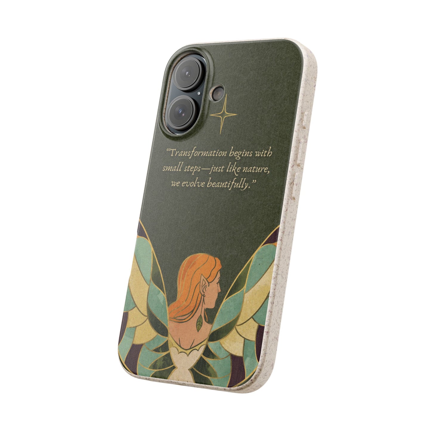 Eco-Friendly Phone Case with Inspirational Quote, Biodegradable iPhone Cover, Nature-Inspired Gift, Fairy Motivation Design, [...]