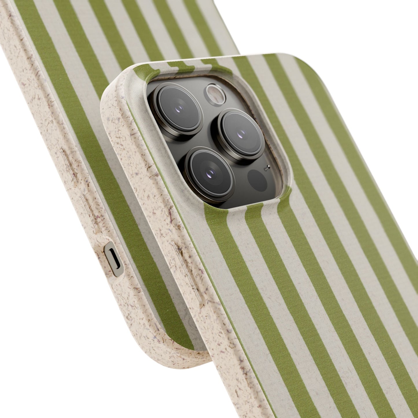Eco-Friendly Phone Case, Biodegradable Cover, Sustainable Tech Accessory, Green Striped Design, Gift for Nature Lovers