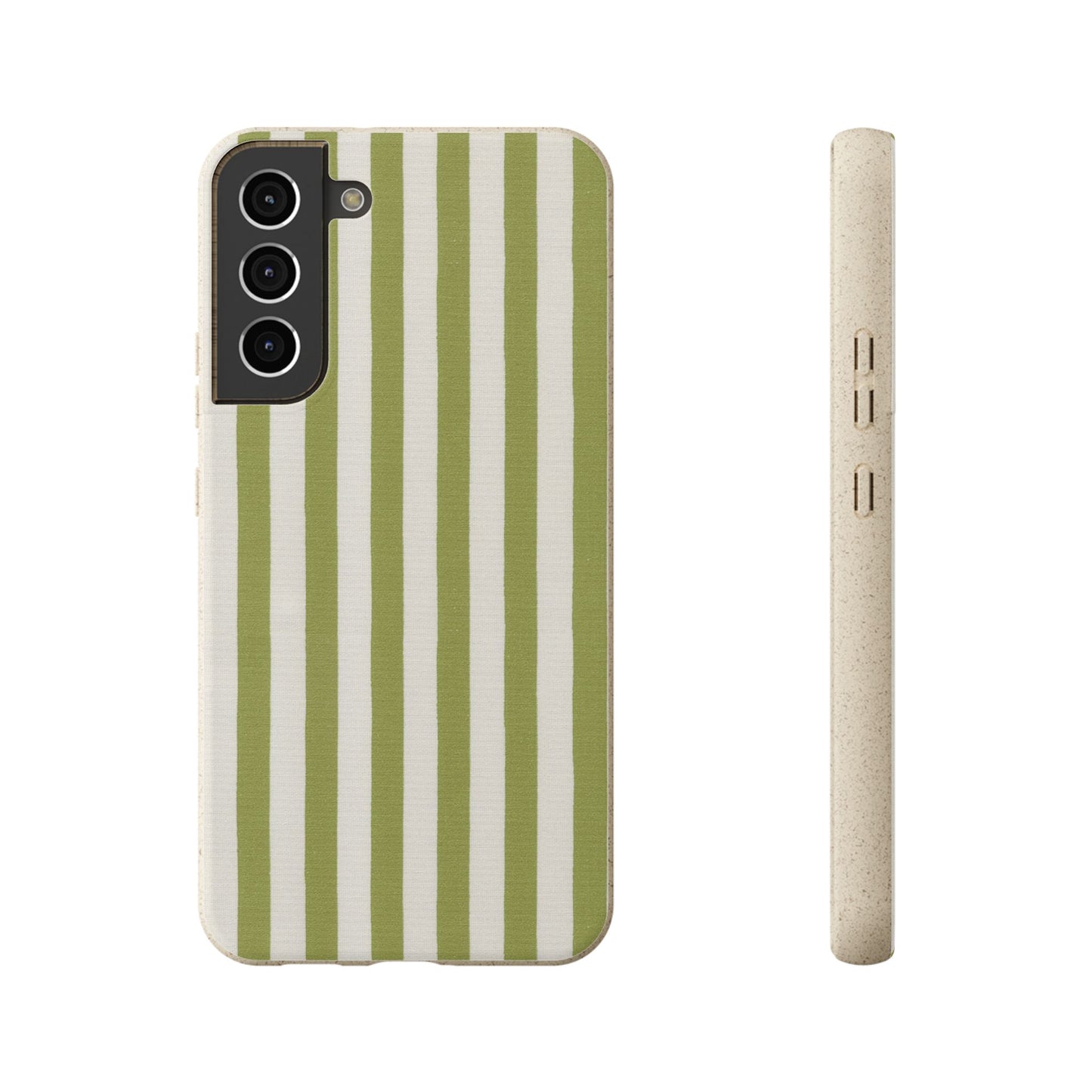Eco-Friendly Phone Case, Biodegradable Cover, Sustainable Tech Accessory, Green Striped Design, Gift for Nature Lovers