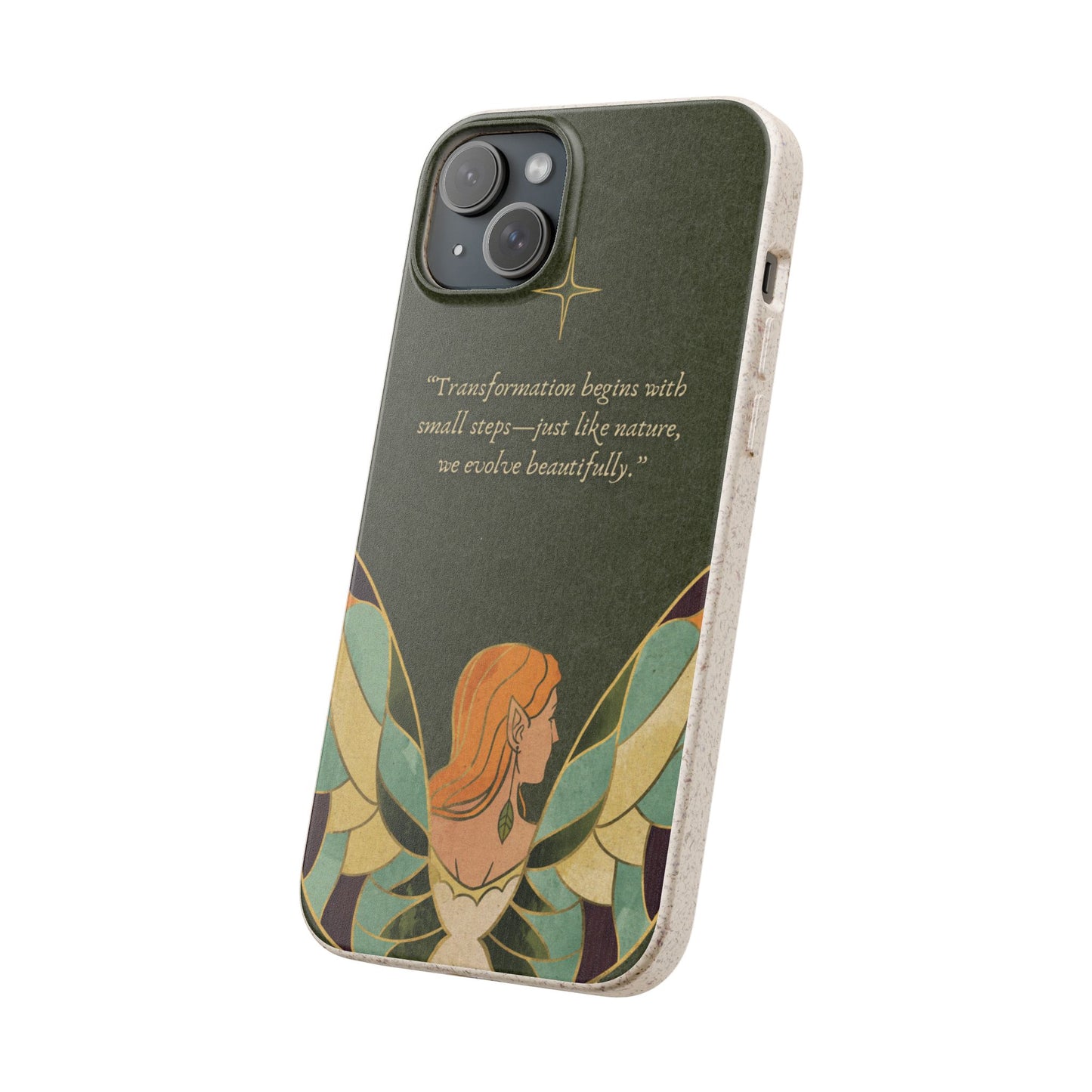 Eco-Friendly Phone Case with Inspirational Quote, Biodegradable iPhone Cover, Nature-Inspired Gift, Fairy Motivation Design, [...]