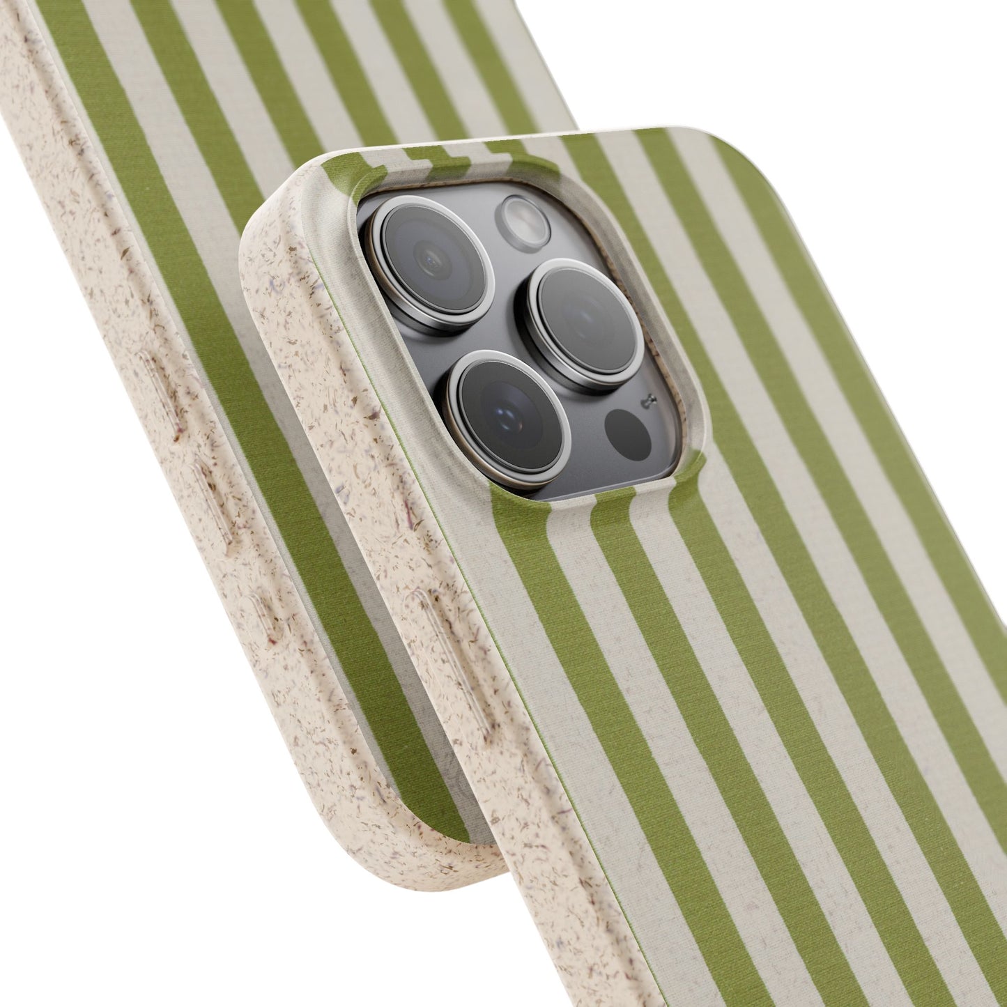 Eco-Friendly Phone Case, Biodegradable Cover, Sustainable Tech Accessory, Green Striped Design, Gift for Nature Lovers