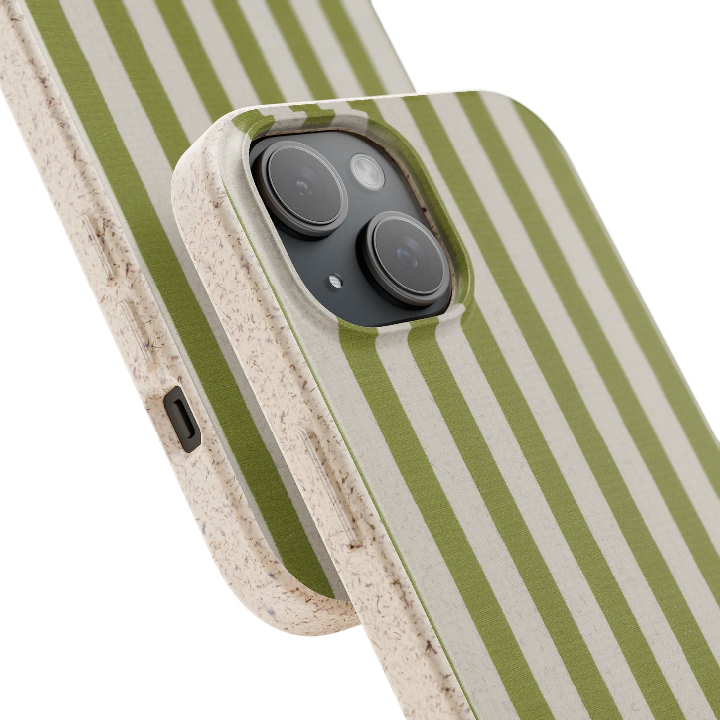 Eco-Friendly Phone Case, Biodegradable Cover, Sustainable Tech Accessory, Green Striped Design, Gift for Nature Lovers