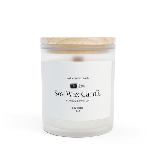 Frosted Glass Soy Wax Candle | Blackberry Vanilla | Relaxing Aromatherapy Gift, Home Decor, Self-Care, Eco-Friendly, Gift for Her