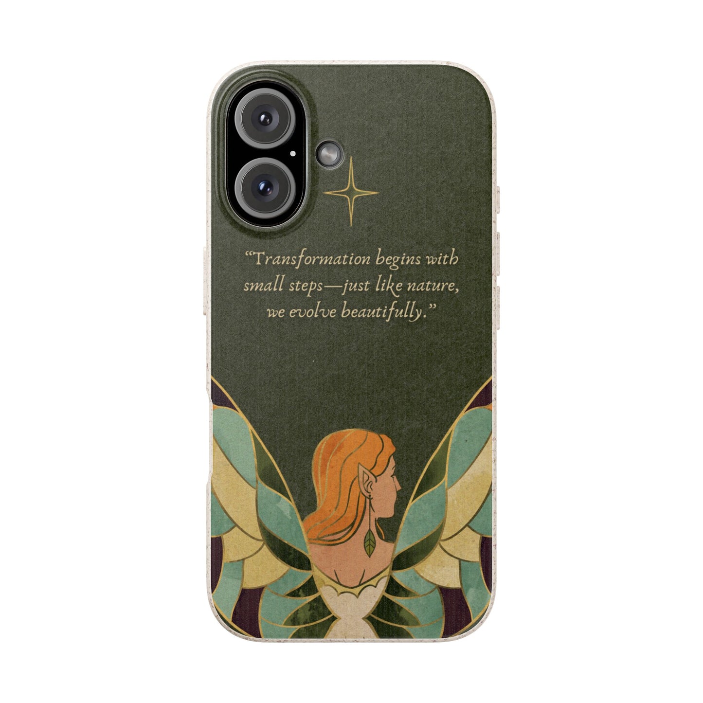 Eco-Friendly Phone Case with Inspirational Quote, Biodegradable iPhone Cover, Nature-Inspired Gift, Fairy Motivation Design, [...]