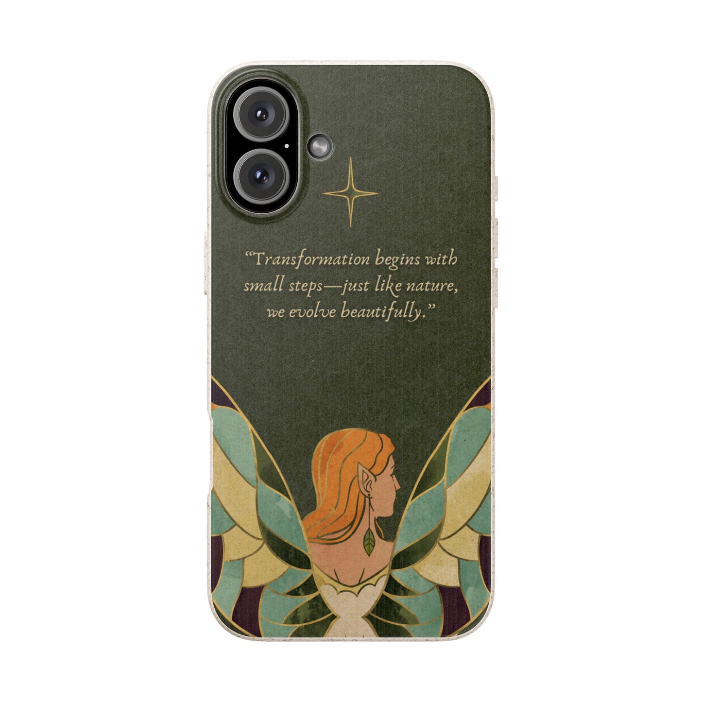 Eco-Friendly Phone Case with Inspirational Quote, Biodegradable iPhone Cover, Nature-Inspired Gift, Fairy Motivation Design, [...]
