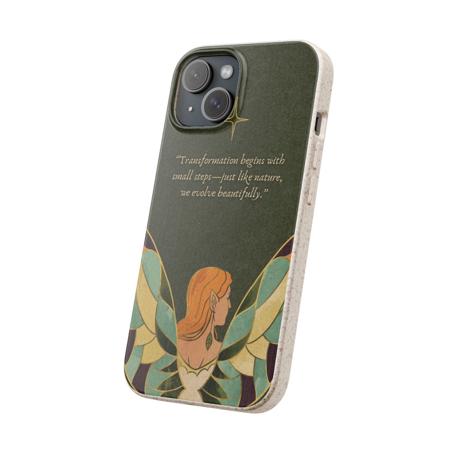 Eco-Friendly Phone Case with Inspirational Quote, Biodegradable iPhone Cover, Nature-Inspired Gift, Fairy Motivation Design, [...]