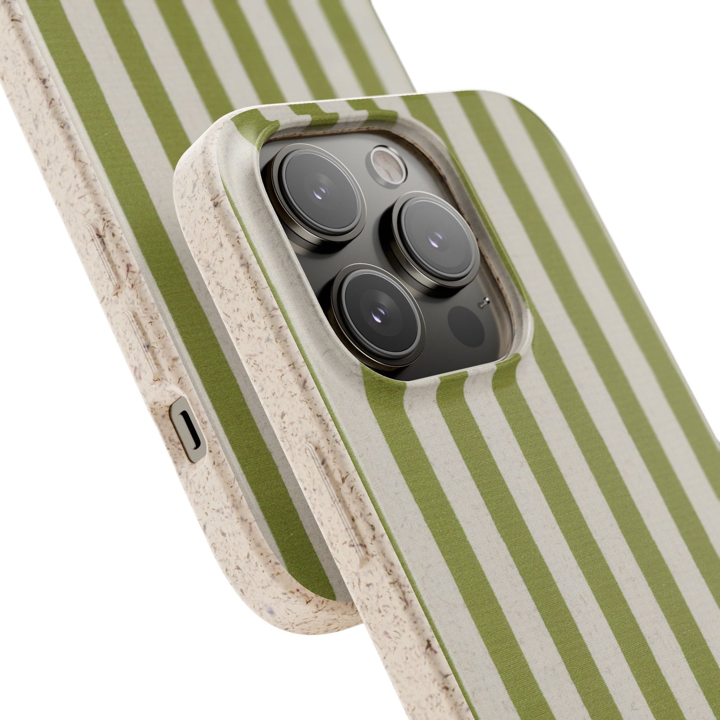 Eco-Friendly Phone Case, Biodegradable Cover, Sustainable Tech Accessory, Green Striped Design, Gift for Nature Lovers