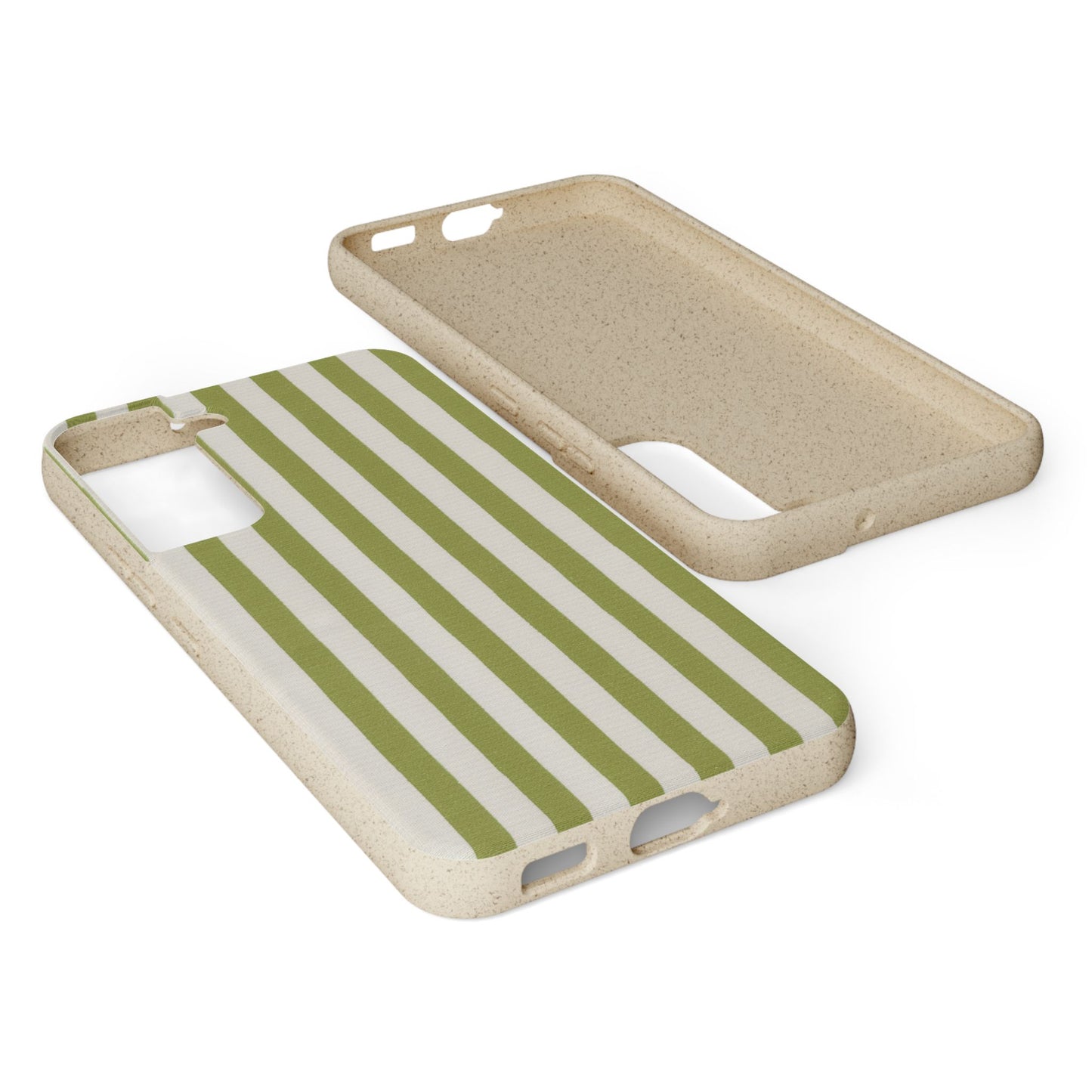 Eco-Friendly Phone Case, Biodegradable Cover, Sustainable Tech Accessory, Green Striped Design, Gift for Nature Lovers