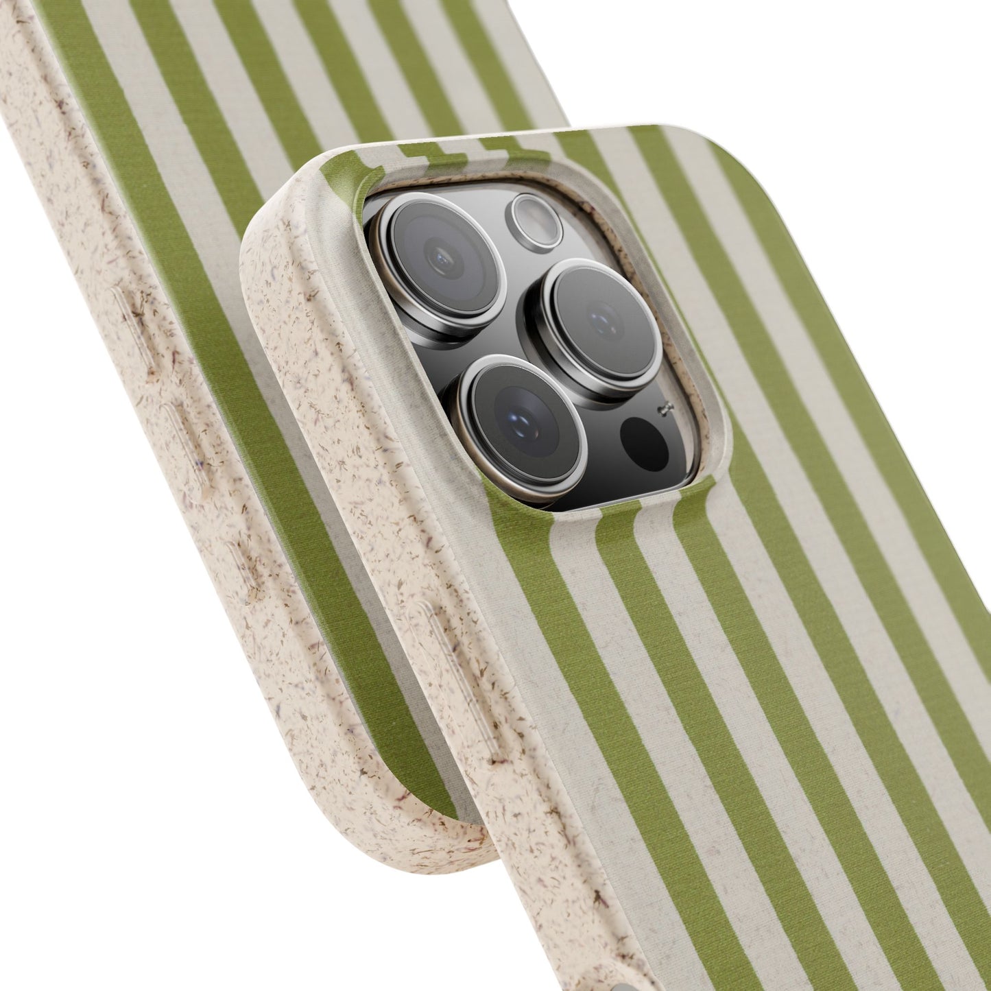 Eco-Friendly Phone Case, Biodegradable Cover, Sustainable Tech Accessory, Green Striped Design, Gift for Nature Lovers