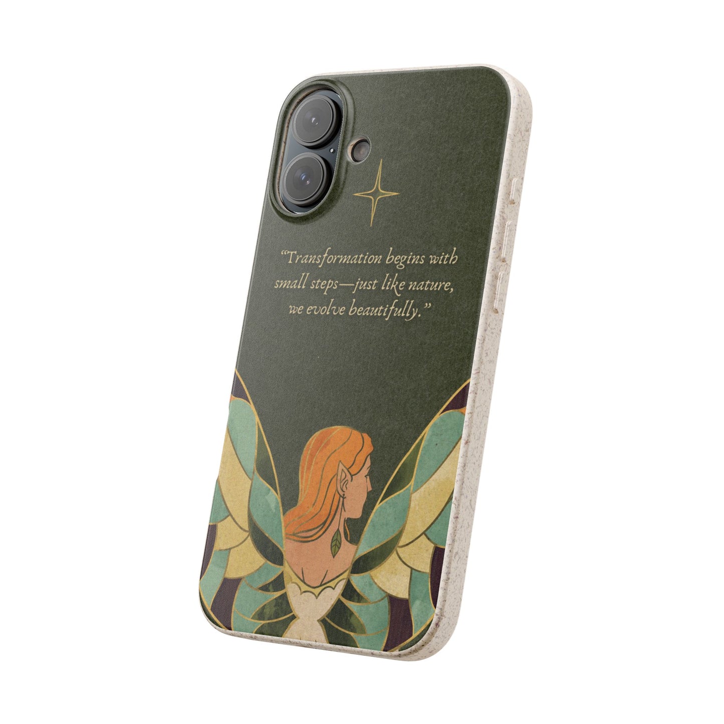 Eco-Friendly Phone Case with Inspirational Quote, Biodegradable iPhone Cover, Nature-Inspired Gift, Fairy Motivation Design, [...]