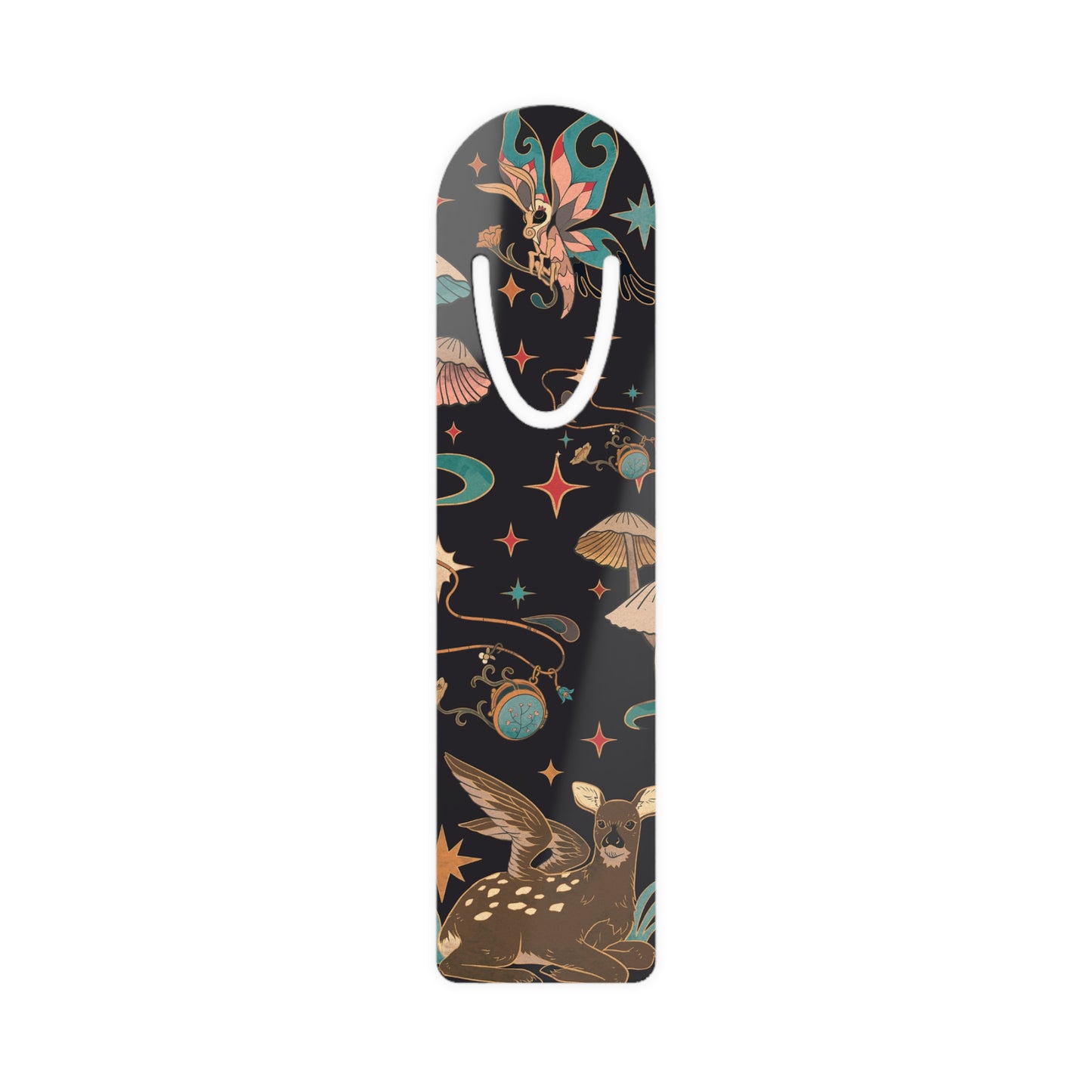 Whimsical Forest Bookmark with Deer and Mushrooms, Nature Lover Gift, Reading Accessory, Bookish Decor, Unique Literary Present