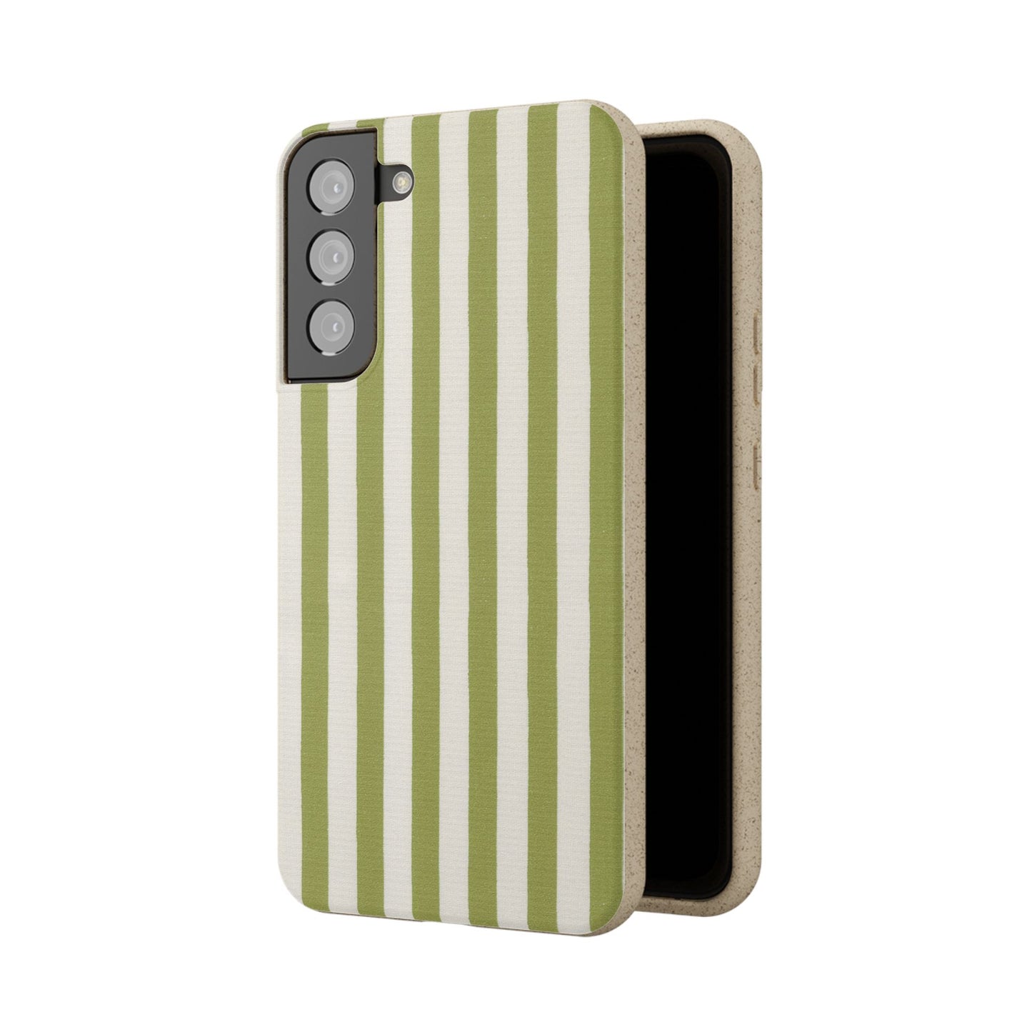 Eco-Friendly Phone Case, Biodegradable Cover, Sustainable Tech Accessory, Green Striped Design, Gift for Nature Lovers